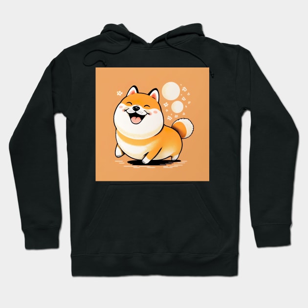 Super Cute Shiba Inu Dog Illustration Drawing Hoodie by unrealartwork